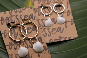 Mini Seashell Hoop Drop Earrings