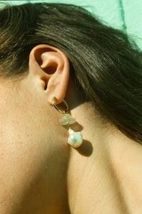 Baroque Pearl & Sea Glass Earrings