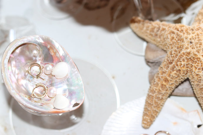 Pearl & Tiny Seashell Hoop Earrings