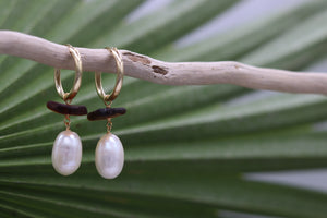 Pearl & Sea Glass Single Hoop Earrings