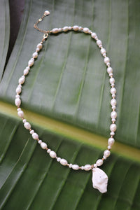 Spiral Seashell Pearl Necklace