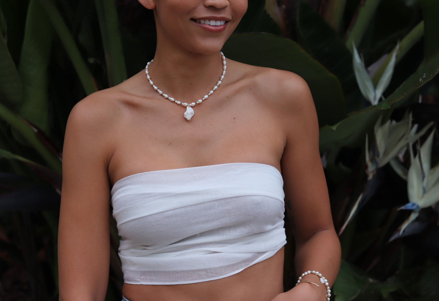 Spiral Seashell Pearl Necklace