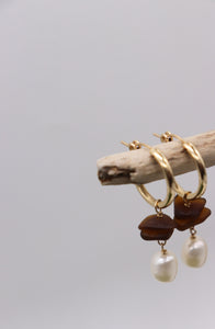 Pearl & Sea Glass Double Hoop Earrings