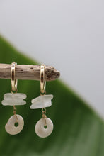Sea Glass & Puka Shell Hoop Earrings