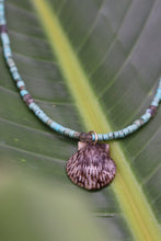 Auburn Scallop Seashell Turquoise Labradorite Necklace