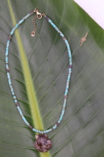 Auburn Scallop Seashell Turquoise Labradorite Necklace