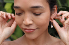 Pearl & Sea Glass Double Hoop Earrings