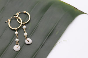Puka and Pearl Tiered Hoops
