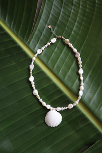 Scallop Seashell Pearl Necklace