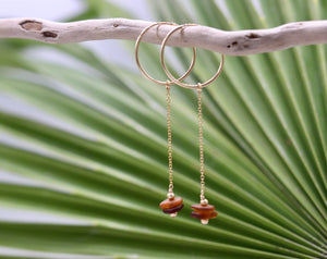 Sea Glass Chain Hoop Earrings
